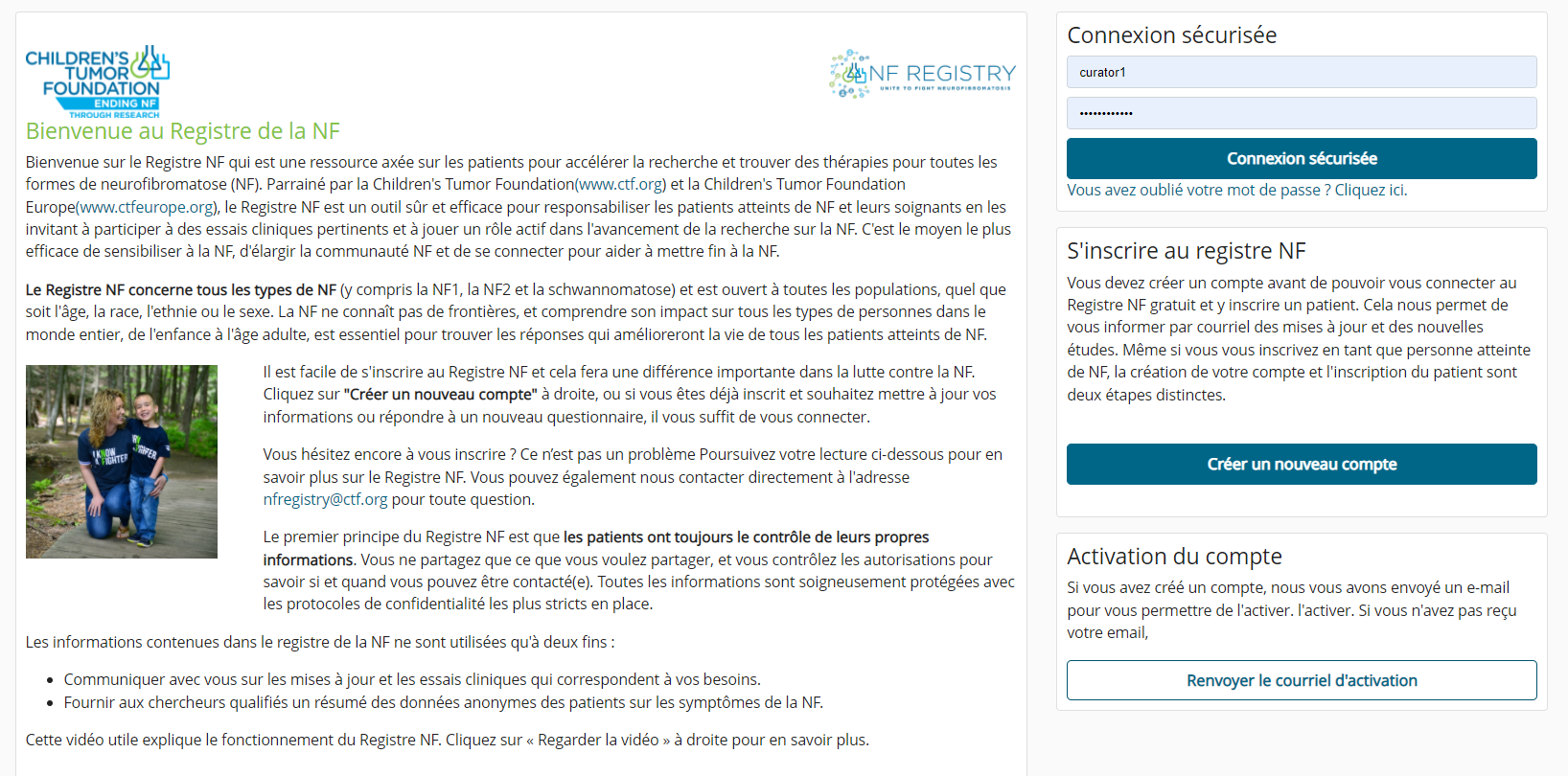 french homepage patient registry survey platform