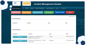Screenshot of dashboard showing Traffic Incident Management System