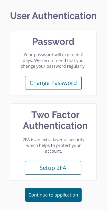 Clinical Insight's 2-factor log-in is shown in the image, keeping user information safe. As well as 2-factor log authentican, passwords can be changed to add extra security.