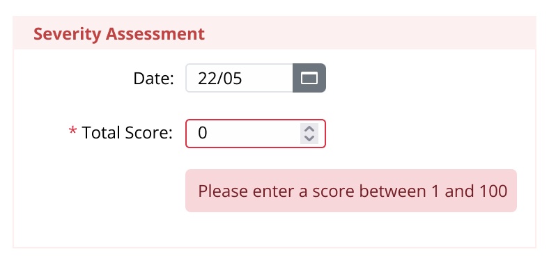 Field validation An image which describes how human error can be reduced by having to be validated, in thiss example the system will not accept an answer that is not between one and one hundred.